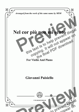page one of Paisiello-Nel cor più non mi sento,for Violin and Piano