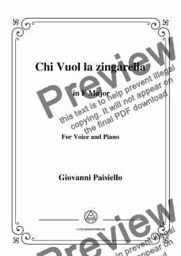 page one of Paisiello-Chi Vuol la zingarella in F Major,for Voice&Piano