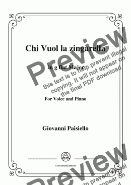 page one of Paisiello-Chi Vuol la zingarella in G flat Major,for Voice&Piano