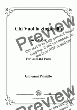 page one of Paisiello-Chi Vuol la zingarella in A Major,for Voice&Piano
