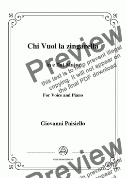 page one of Paisiello-Chi Vuol la zingarella in E flat Major,for Voice&Piano