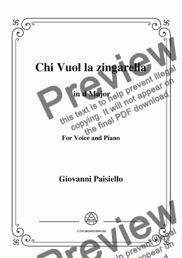 page one of Paisiello-Chi Vuol la zingarella in D Major,for Voice&Piano