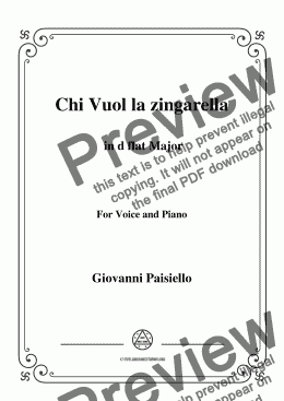 page one of Paisiello-Chi Vuol la zingarella in D flat Major,for Voice&Piano
