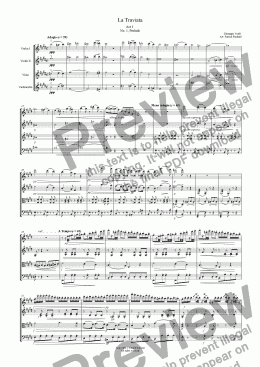 page one of Verdi La Traviata, including Brindisi for String Quartet