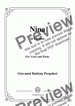 page one of Pergolesi-Nina in f minor,for Voice&Piano