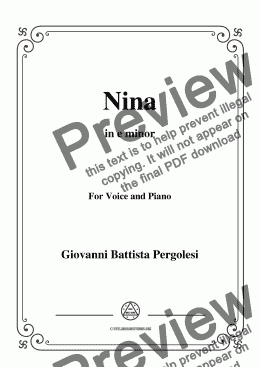 page one of Pergolesi-Nina in e minor,for Voice&Piano