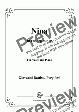 page one of Pergolesi-Nina in c sharp minor,for Voice&Piano
