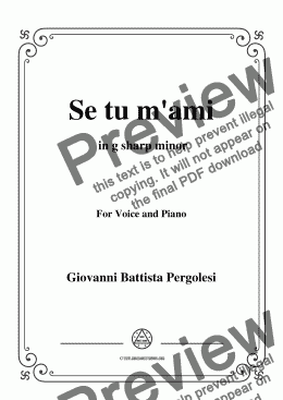 page one of Pergolesi-Se tu m'ami in g sharp minor,for Voice&Piano