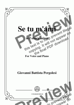 page one of Pergolesi-Se tu m'ami in f sharp minor,for Voice&Piano