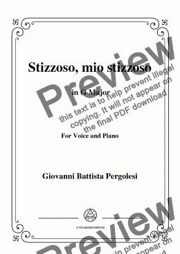 page one of Pergolesi-Stizzoso,mio stizzoso in G Major,for Voice&Piano