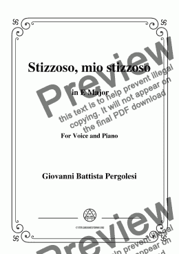 page one of Pergolesi-Stizzoso,mio stizzoso in E Major,for Voice&Piano