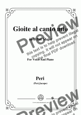 page one of Peri-Gioite al canto mio in B flat Major, for Voice and Piano