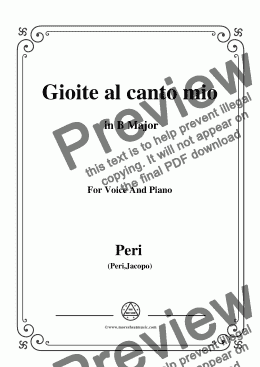 page one of Peri-Gioite al canto mio in B Major, for Voice and Piano