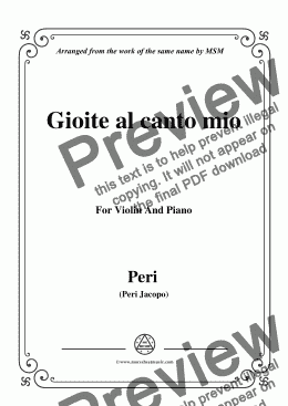 page one of Peri-Gioite al canto mio,for Violin and Piano