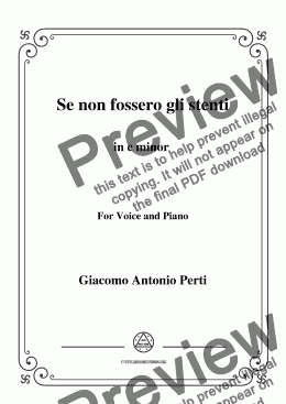 page one of Perti-Se non fossero gli stenti in c minor,for Voice&Piano