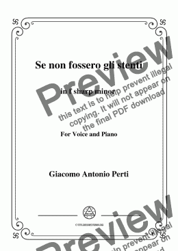 page one of Perti-Se non fossero gli stenti in f sharp minor,for Voice&Piano
