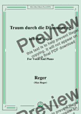 page one of Reger-Traum durch die Dämmerung in D flat Major,for Voice&Pno