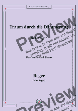 page one of Reger-Traum durch die Dämmerung in F Major,for Voice&Pno