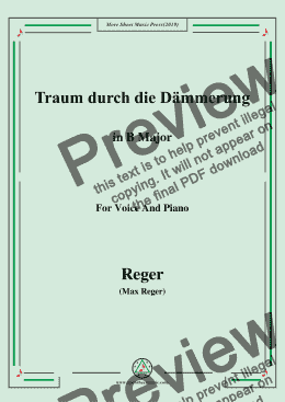 page one of Reger-Traum durch die Dämmerung in B Major,for Voice&Pno