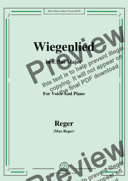 page one of Reger-Wiegenlied in E flat Major,for Voice&Pno