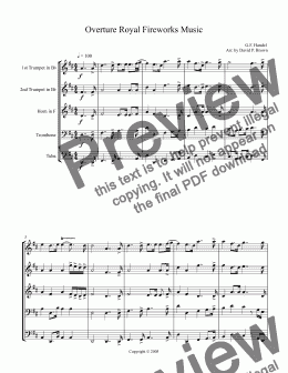 page one of Overture Royal Fireworks Music