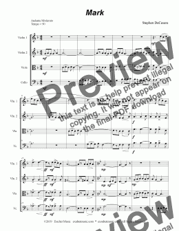 page one of Mark (for String Quartet)