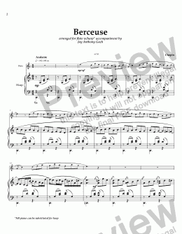 page one of Chopin's BERCEUSE arr. for flute and harp/piano