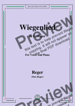 page one of Reger-Wiegenlied in G Major,for Voice&Pno