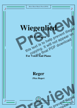 page one of Reger-Wiegenlied in C Major,for Voice&Pno