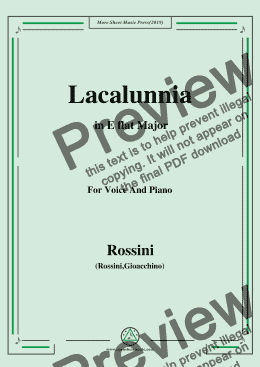 page one of Rossini-La calunnia in E flat Major, for Voice and Piano