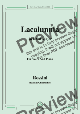 page one of Rossini-La calunnia in D flat Major, for Voice and Piano