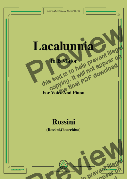 page one of Rossini-La calunnia in B Major, for Voice and Piano
