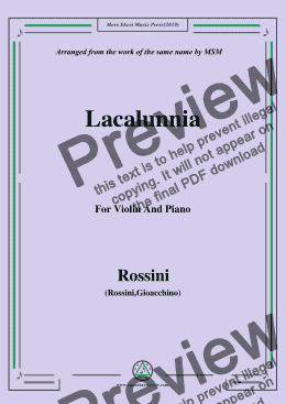 page one of Rossini-La calunnia,for Violin and Piano