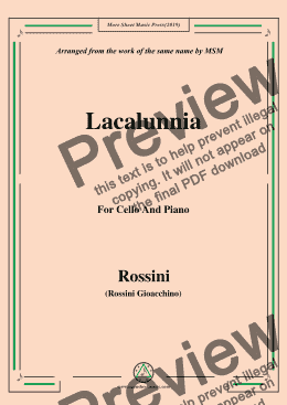page one of Rossini-La calunnia,for Cello and Piano