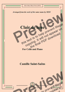 page one of Saint-Saëns-Clair de lune,for Cello and Piano