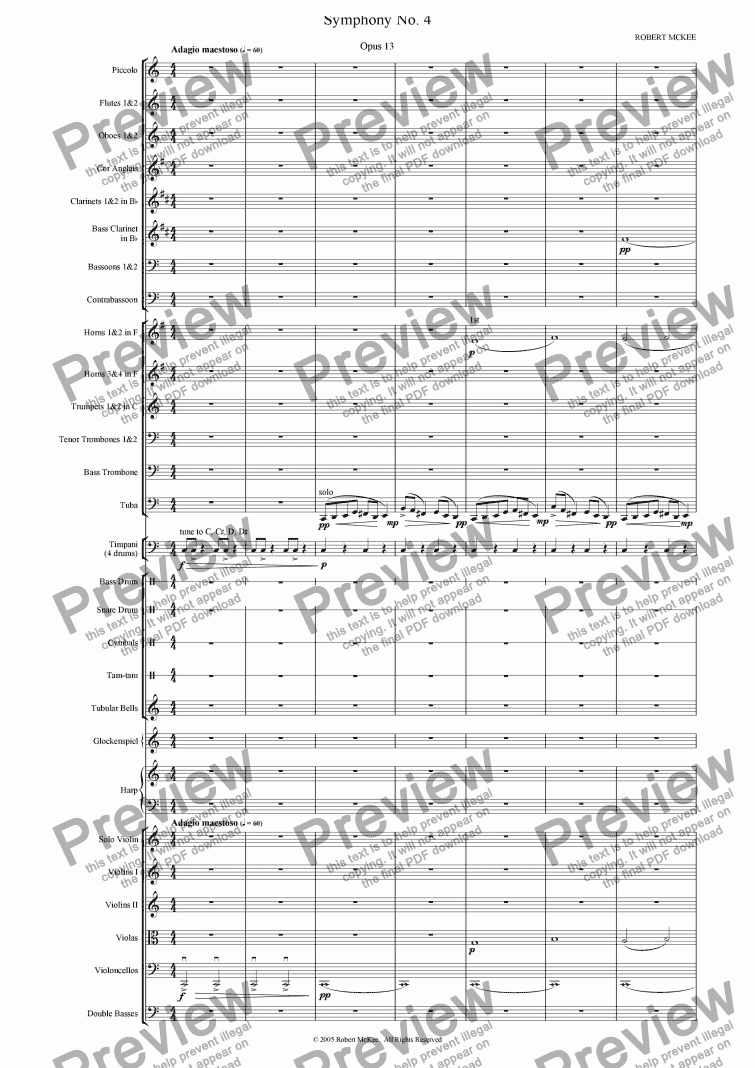 page one of Symphony No. 4
