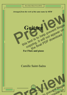 page one of Saint-Saëns-Guitare,for Flute and Piano