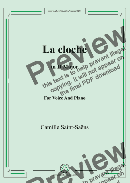 page one of Saint-Saëns-La cloche in D Major,for Voice&Pno
