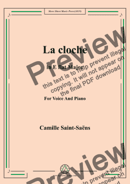 page one of Saint-Saëns-La cloche in E flat Major,for Voice&Pno