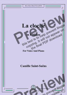 page one of Saint-Saëns-La cloche in F Major,for Voice&Pno