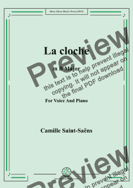 page one of Saint-Saëns-La cloche in B Major,for Voice&Pno
