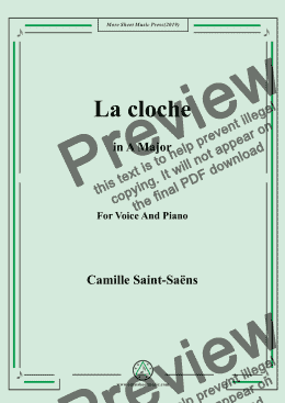 page one of Saint-Saëns-La cloche in A Major,for Voice&Pno