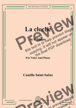 page one of Saint-Saëns-La cloche in C Major,for Voice&Pno