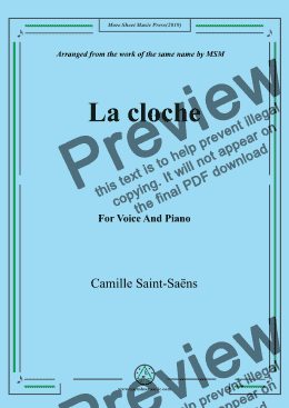 page one of Saint-Saëns-La cloche,for Flute and Piano