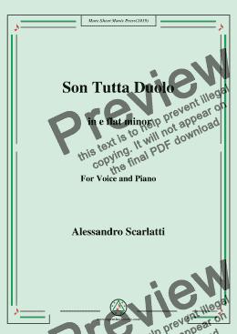 page one of Scarlatti-Son Tutta Duolo in e flat minor,for Voice&Pno