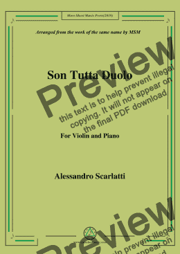 page one of Scarlatti-Son Tutta Duolo,for Violin and Piano