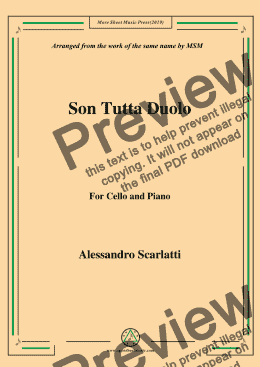 page one of Scarlatti-Son Tutta Duolo,for Cello and Piano