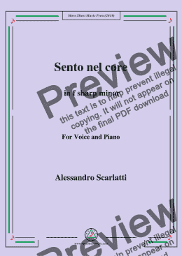 page one of Scarlatti-Sento nel core in f sharp minor,for Voice&Pno