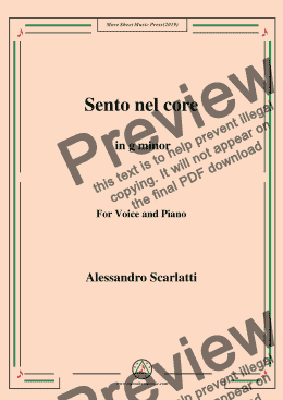 page one of Scarlatti-Sento nel core in g minor,for Voice&Pno