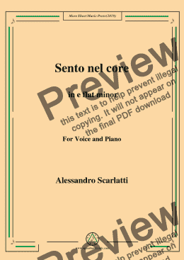 page one of Scarlatti-Sento nel core in e flat minor,for Voice&Pno